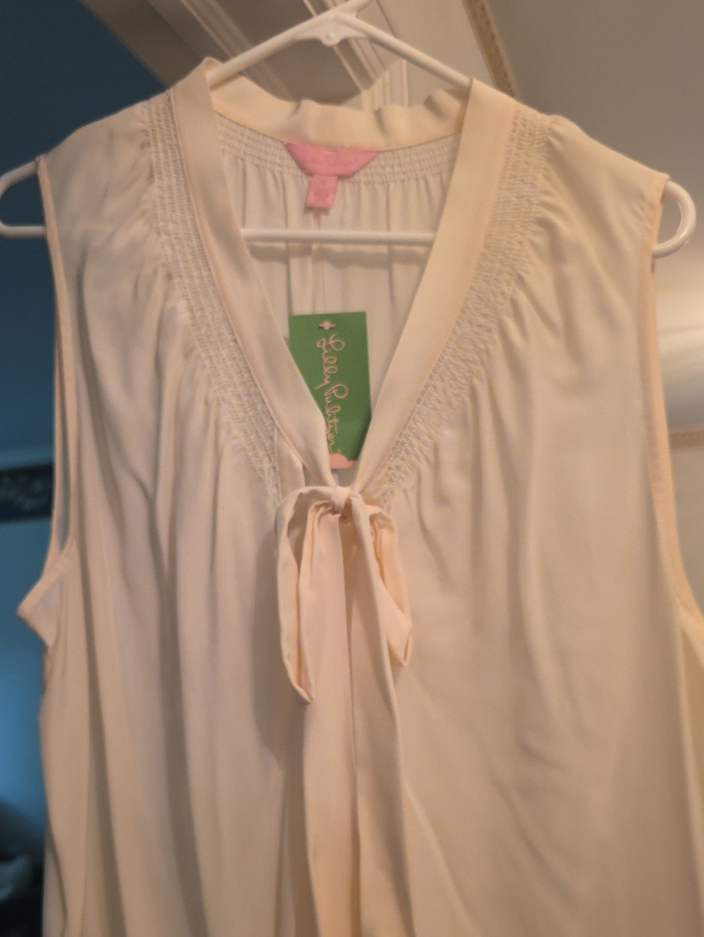 Lilly Pulitzer NWT Dahlia Resort White Tie-Neck Blouse